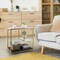 3 Tier L Shaped Side Table with MDF Shelves and Steel Frame Marble and Golden